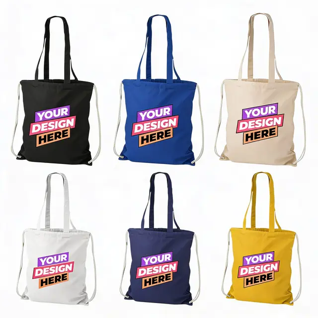 Convert Cotton Drawstring Tote Bags view 3