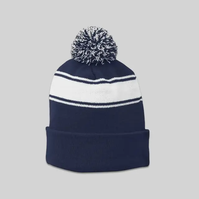 Custom Sport-Tek® Stripe Pom Pom Beanie view 1
