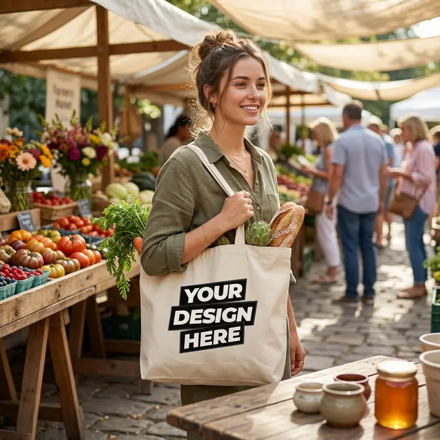 Economy Cotton Tote Bags (Natural) view 4