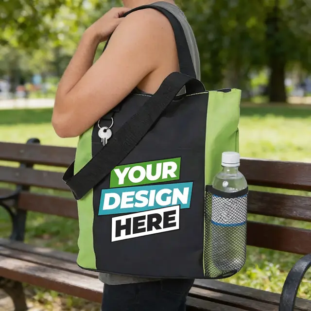 Zippered Polyester Tote Bags view 2