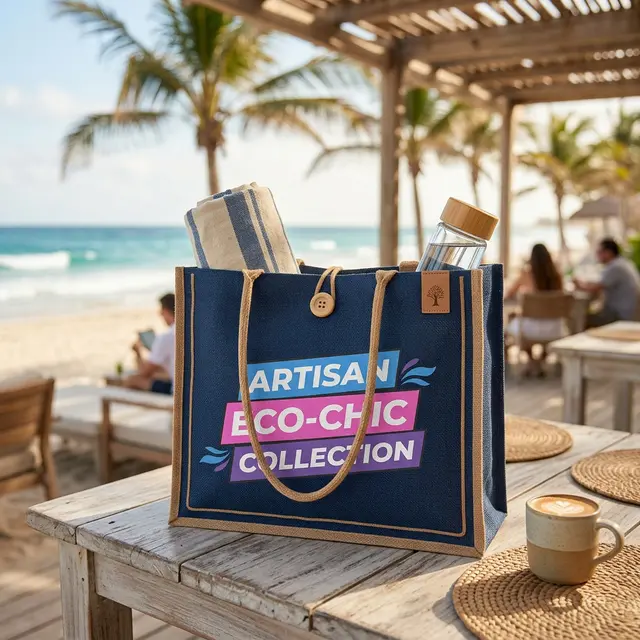 Economy Paradise Jute Tote Bag view 3