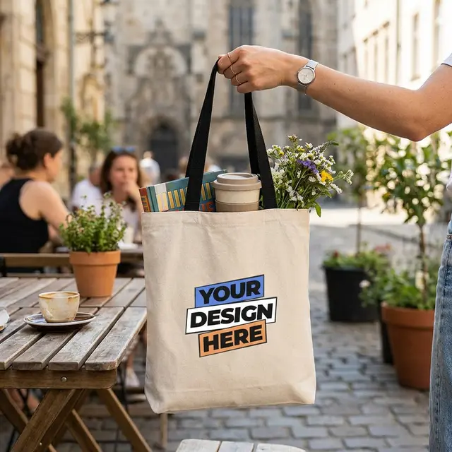 Sublimated Cotton Tote Bags (Natural) view 5