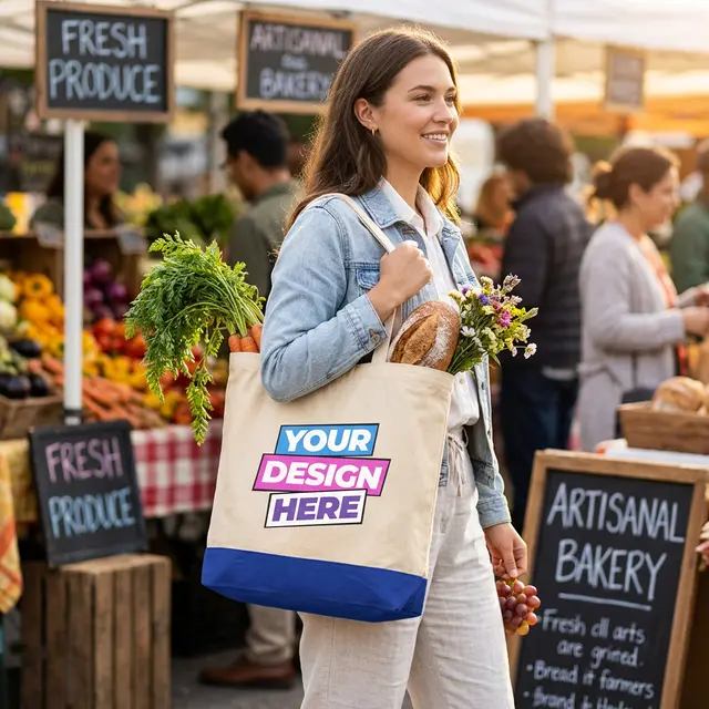 Colored Bottom Tote Bags view 6
