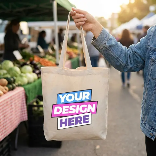 Premium Cotton Shopping Bags (Natural) view 3