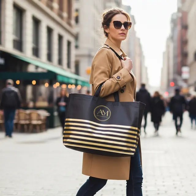 Horizontal Stripe Tote Bagss view 5