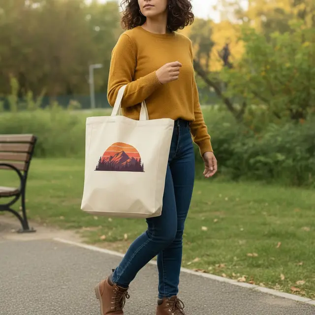 Full Side Gusset Cotton Tote Bags (Natural) view 4
