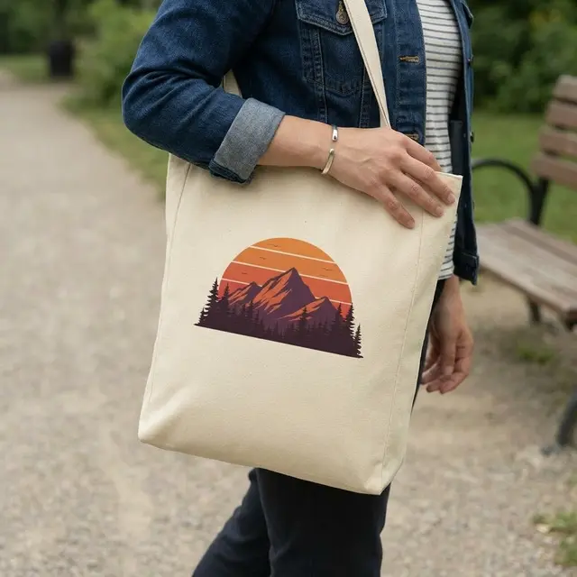 Full Side Gusset Cotton Tote Bags (Natural) view 5