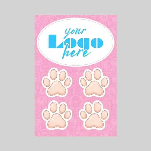 2 in 1 Oval Car Magnet with 4 Paw Prints view 1