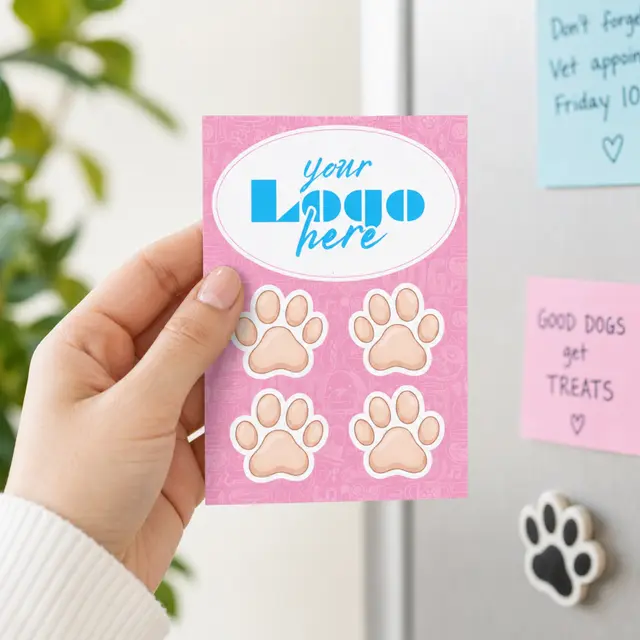 2 in 1 Oval Car Magnet with 4 Paw Prints view 4