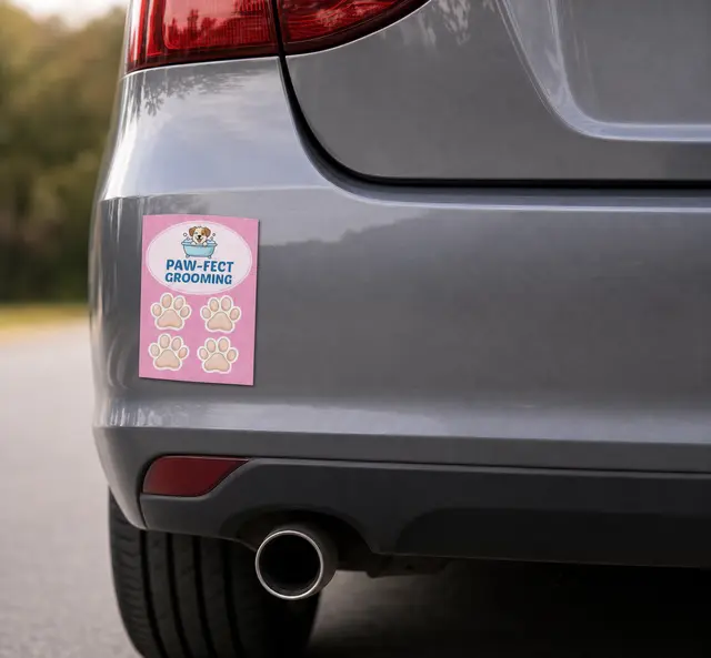 2 in 1 Oval Car Magnet with 4 Paw Prints view 5
