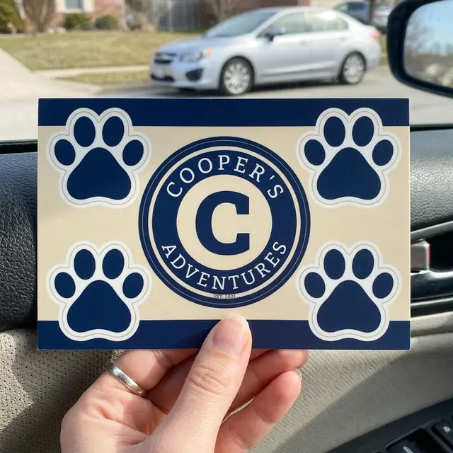 2 in1 Circle Car Magnet with 4 Paw Prints view 3