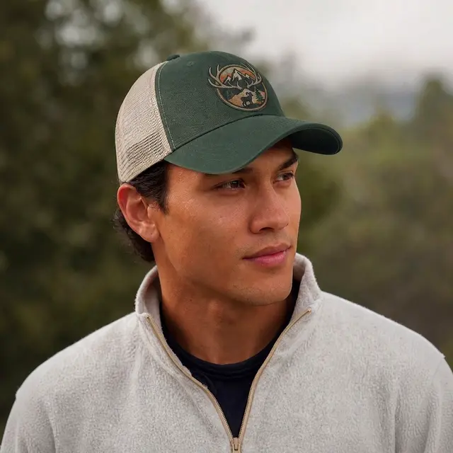 Custom Washed Cotton Mesh Back Trucker Cap view 4