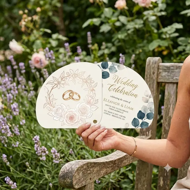 Wedding 2 Part Expandable Hand Fan view 2