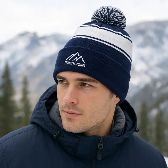 Custom Sport-Tek® Stripe Pom Pom Beanie view 4