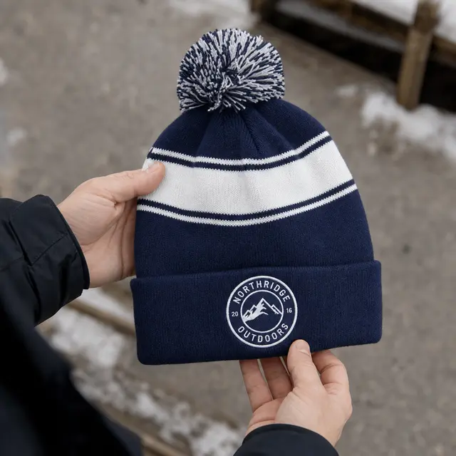 Custom Sport-Tek® Stripe Pom Pom Beanie view 5