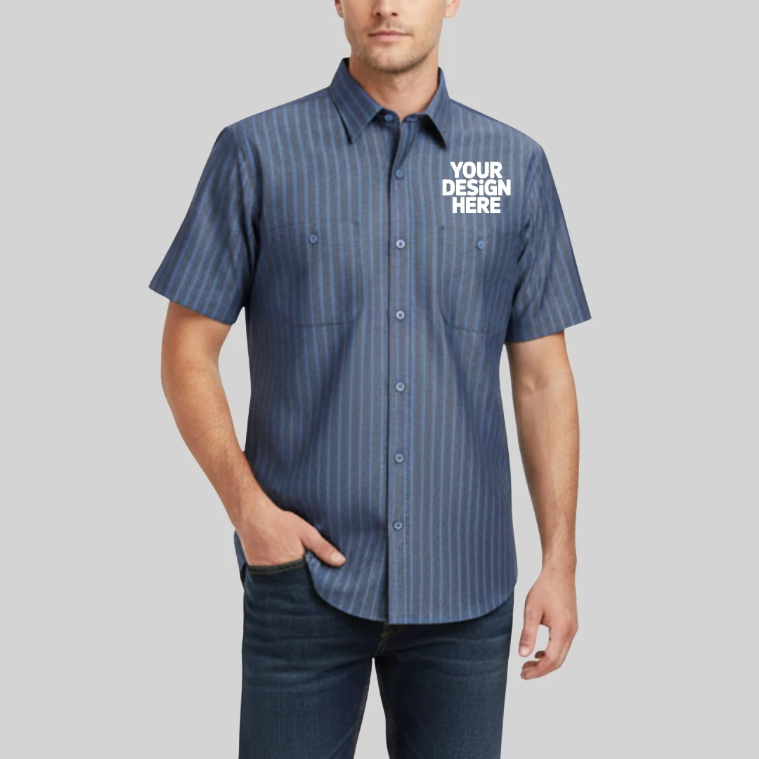 Red Kap® Short Sleeve Striped Industrial Work Shirt