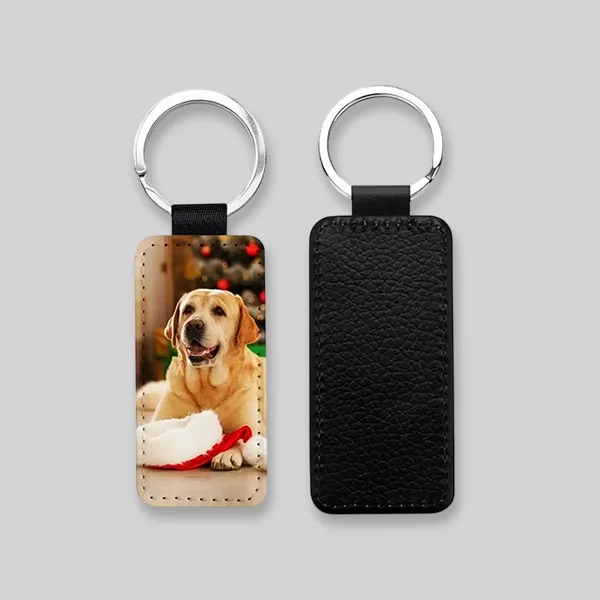 Curved Rectangle Leather Keychains