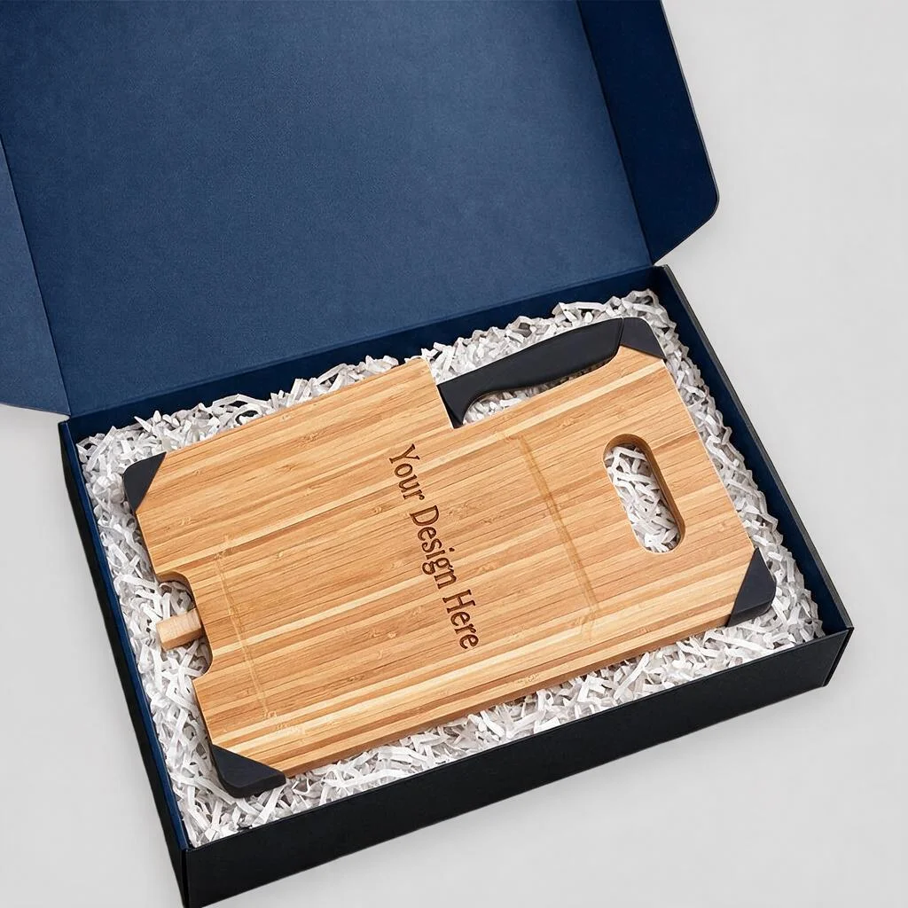 Bamboo Cutting Board with Knife