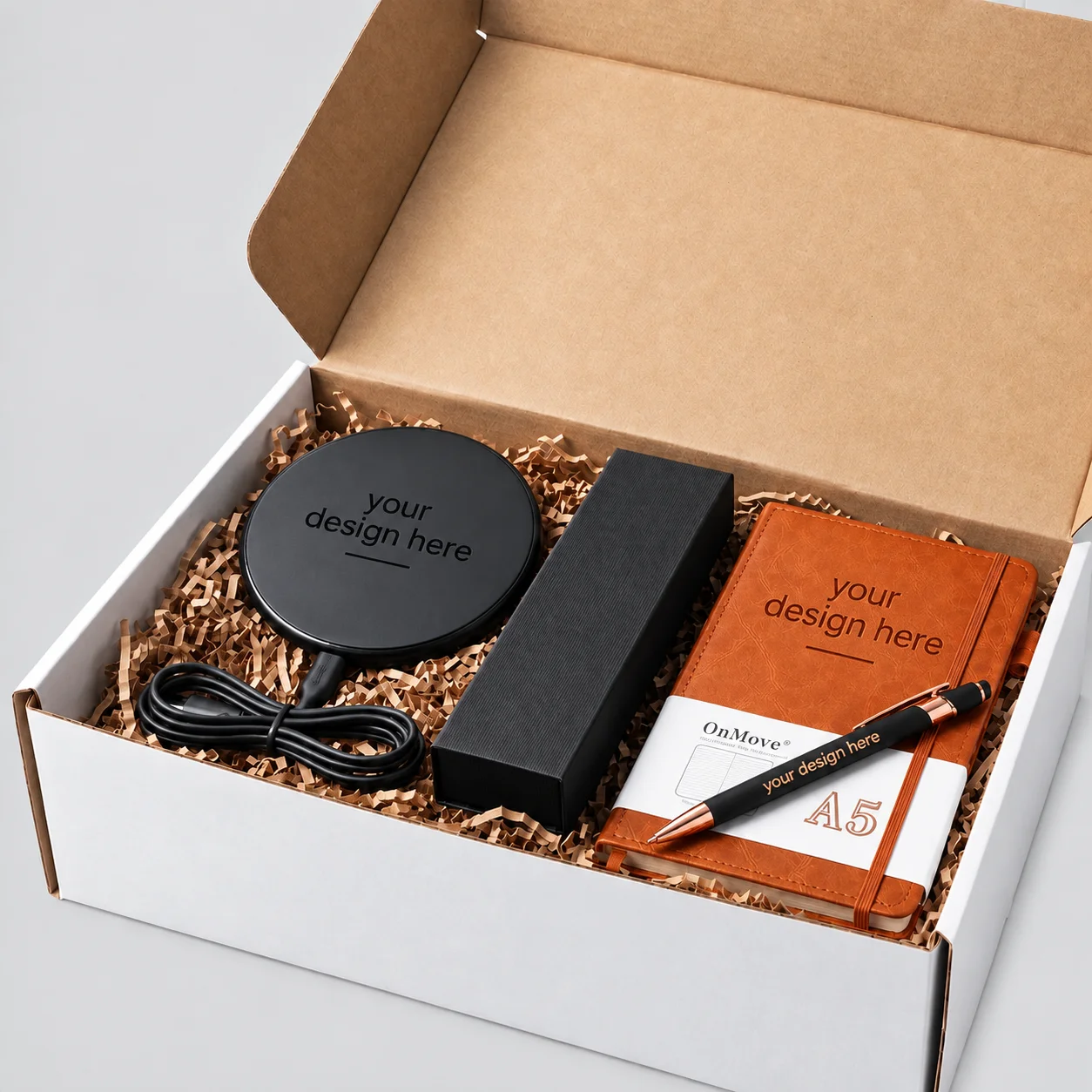 The Executive Gift Bundle: Custom Engraved Pens, Hardcover Leather Journals & Wireless Charger