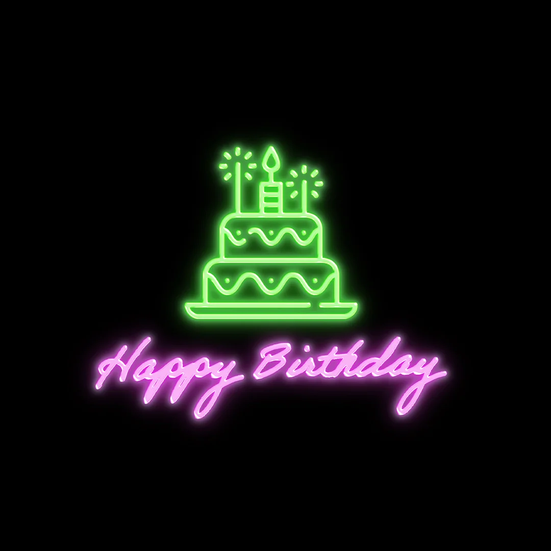 Happy Birthday With Cake Neon Signs
