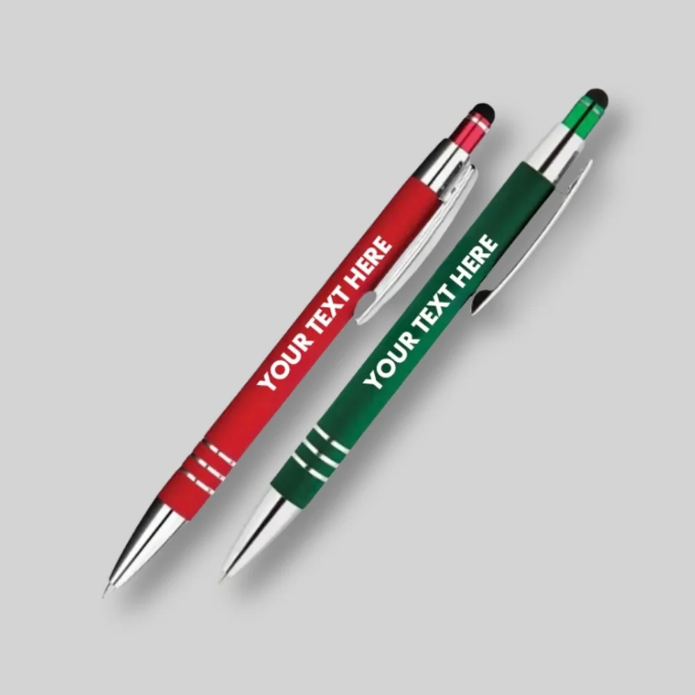 Custom Serena Stylus Soft Touch Happy Holiday Pens
