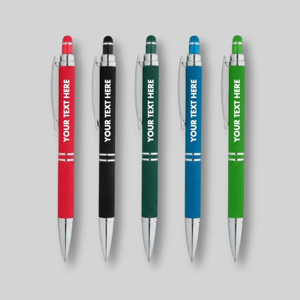 Custom Hex Grip Soft Touch Stylus Pens