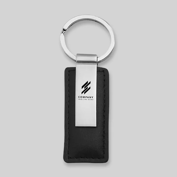 Rectangle Leather & Metal Keychains