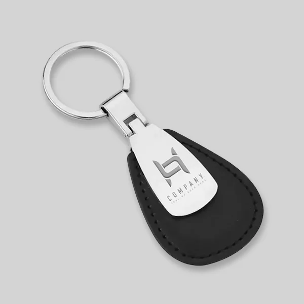 Teardrop Leather & Metal Keychain