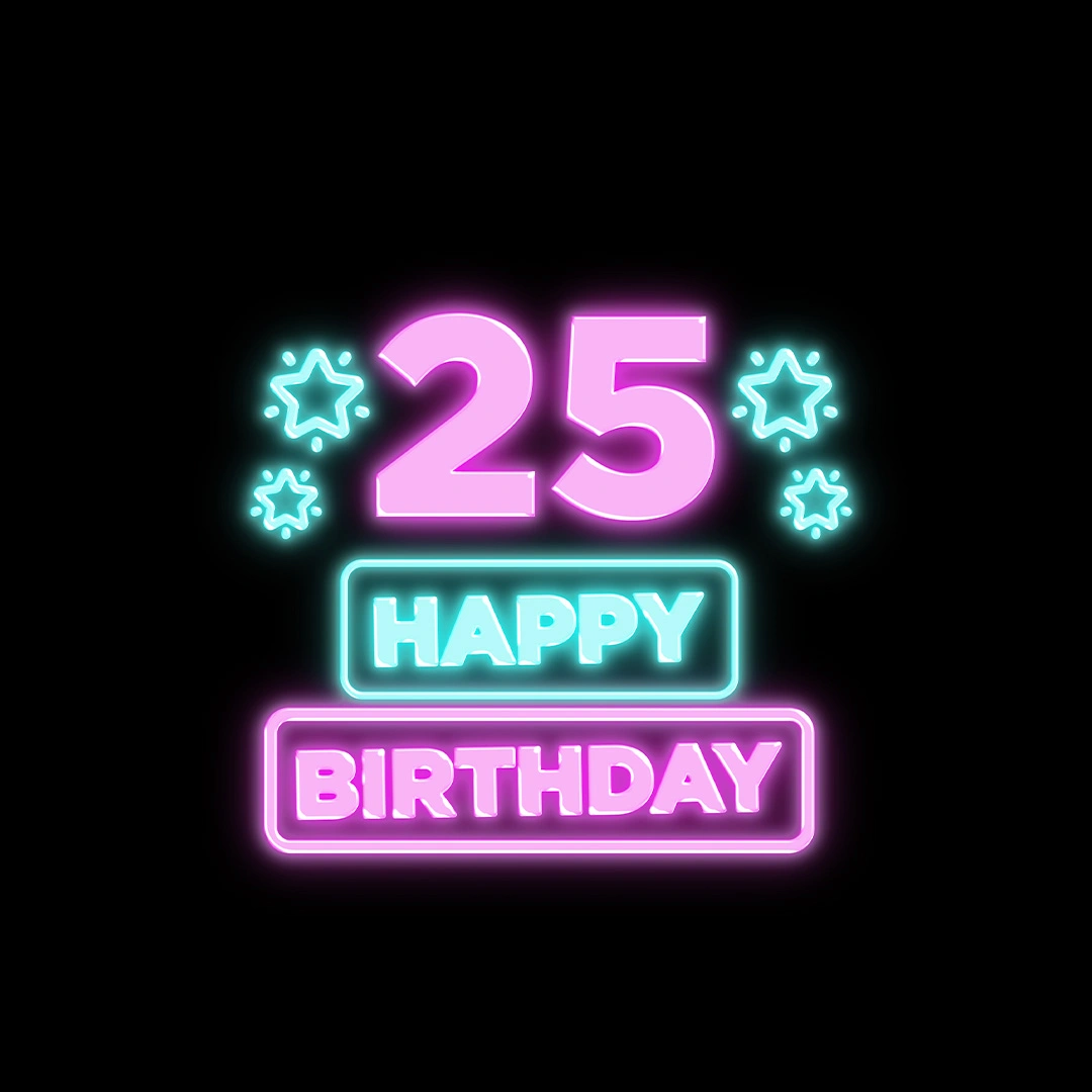 25th Happy Birthday Neon Signs