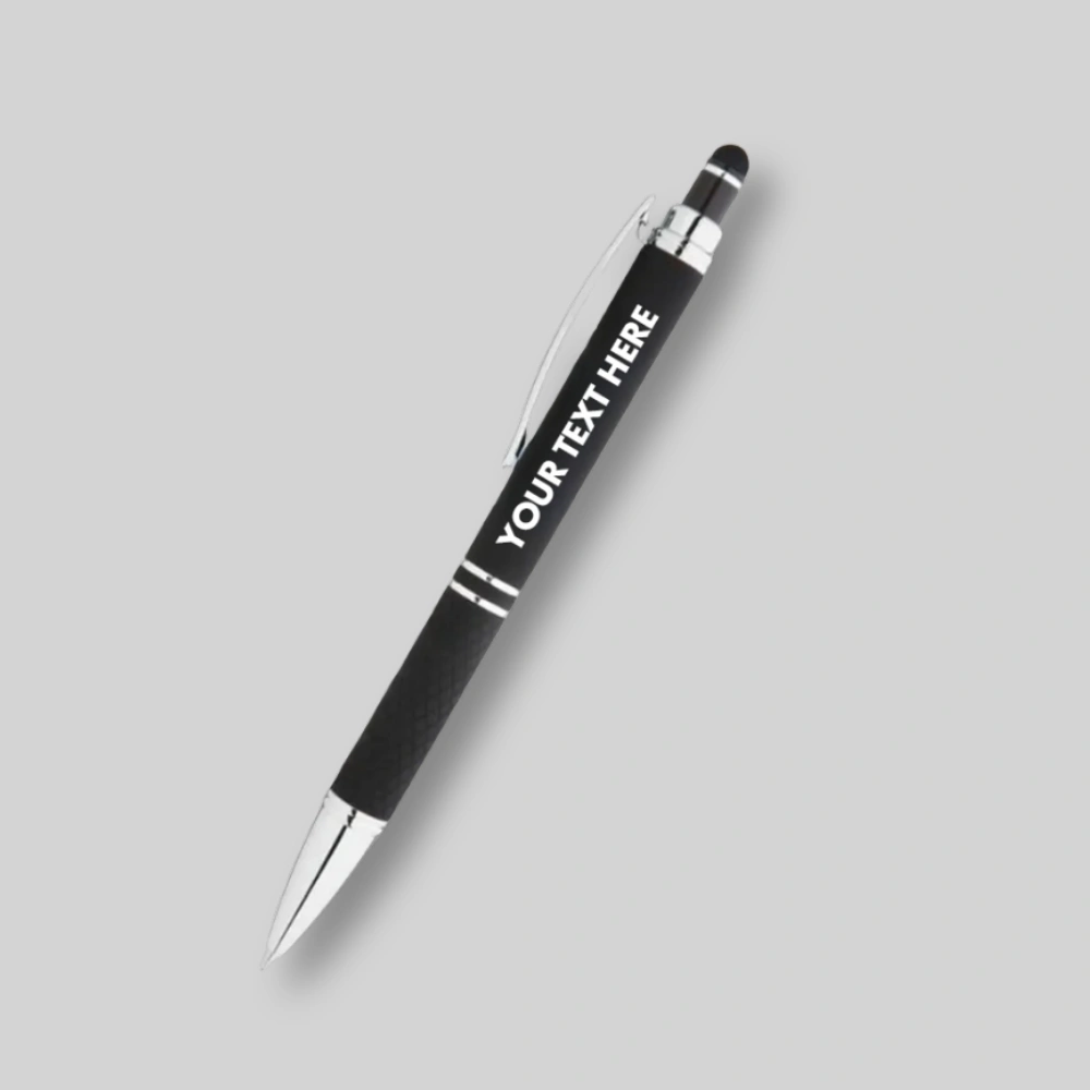 Custom Hex Grip Soft Touch Stylus Pens - Full Color Imprint