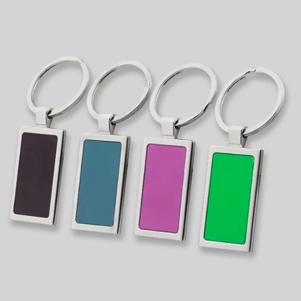 Colored Rectangle Metal Keychains