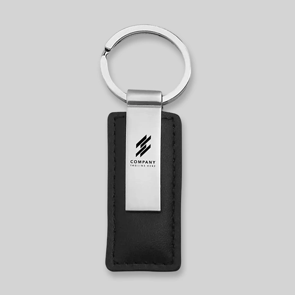 Rectangle Leather & Metal Keychains