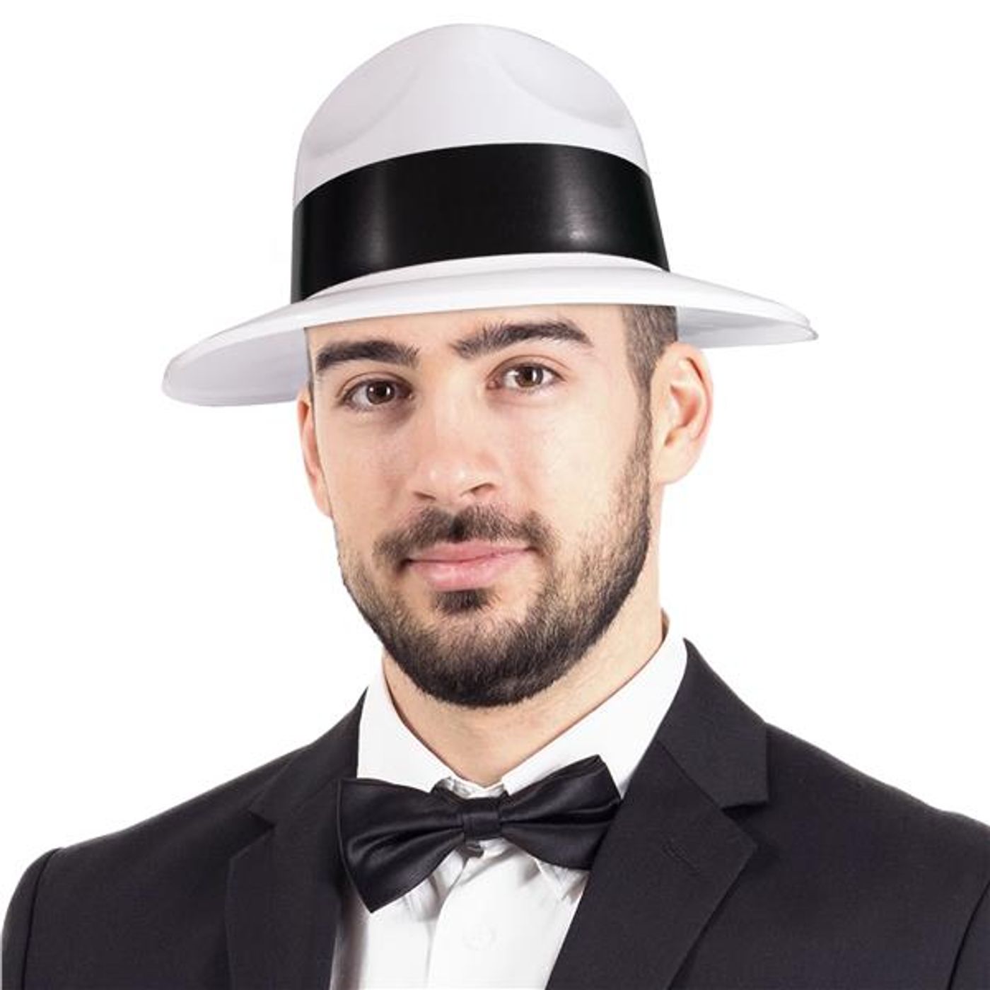 White Gangster Fedora Hats (Per 12 pack) | CustomLanyard.Ca | SKU# 12794