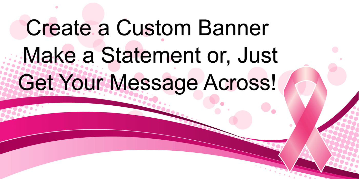 Pink Ribbon Custom Banner - 18 x 36 | CustomLanyard.net | SKU# 11173