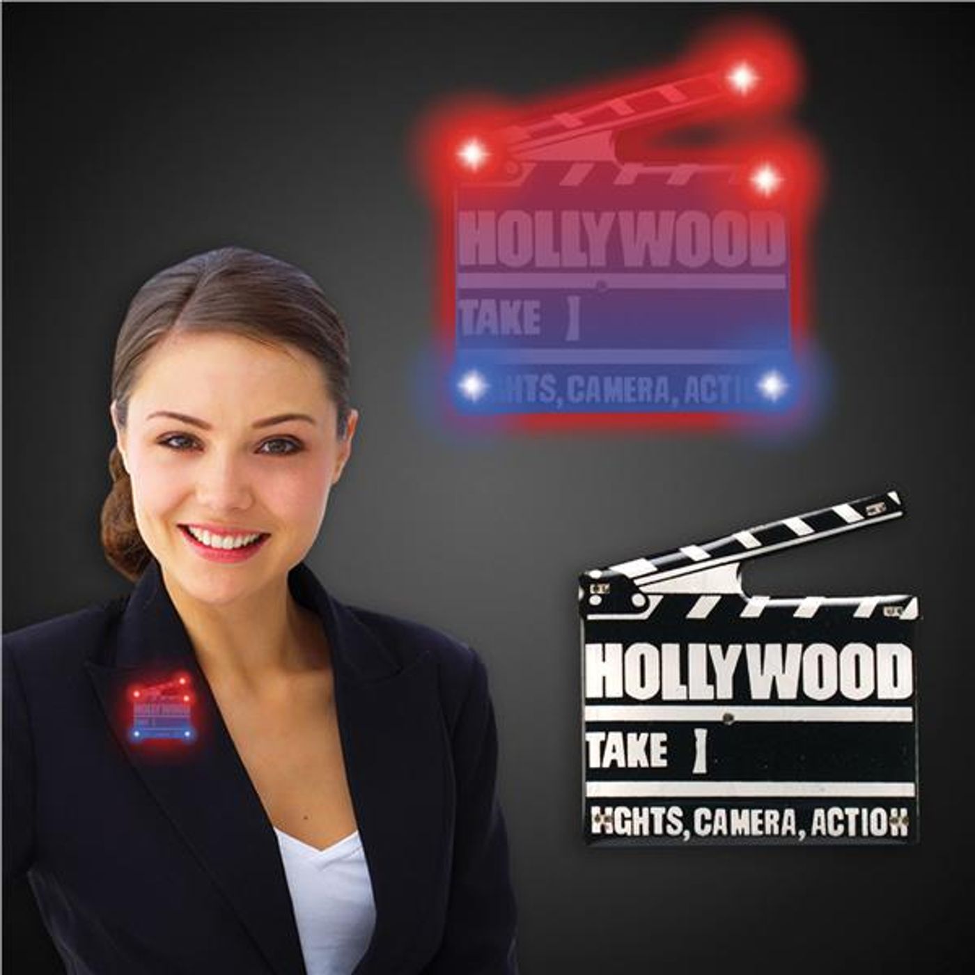 LED Hollywood Clapboard Blinkies | CustomLanyard.net | SKU# 12312