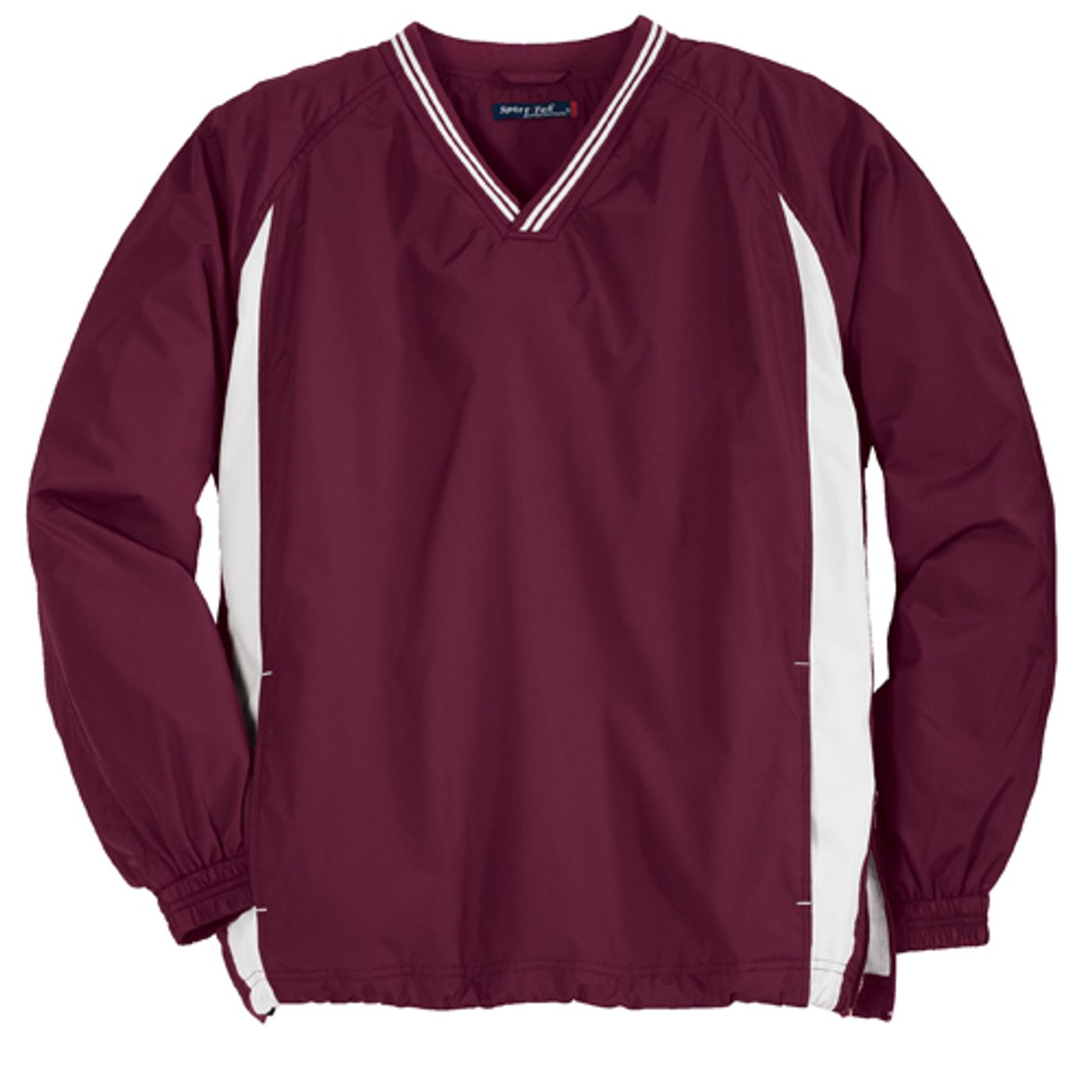 SportTek Tipped VNeck Raglan Wind Shirt Dark/All FastLanyard.co