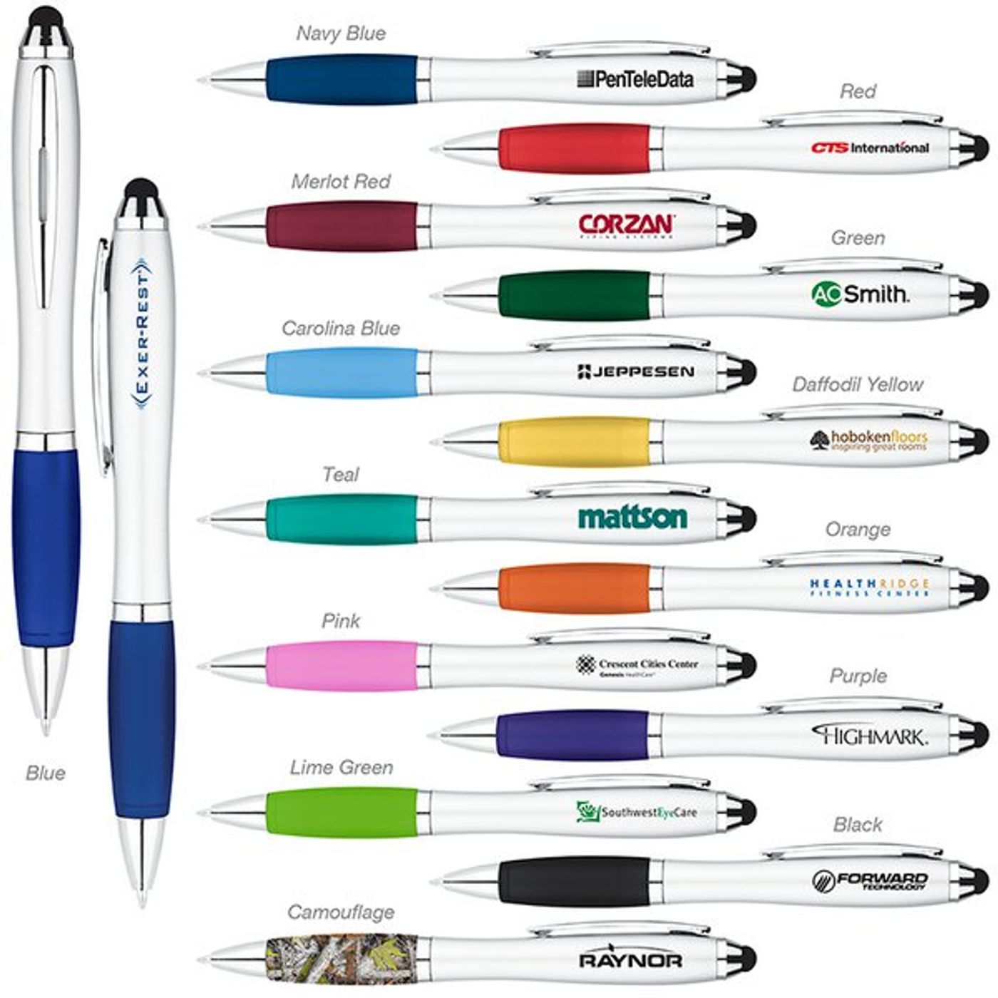 Custom Imprint Curvaceous Stylus Ballpoint Pen On Sale - Customlanyard ...