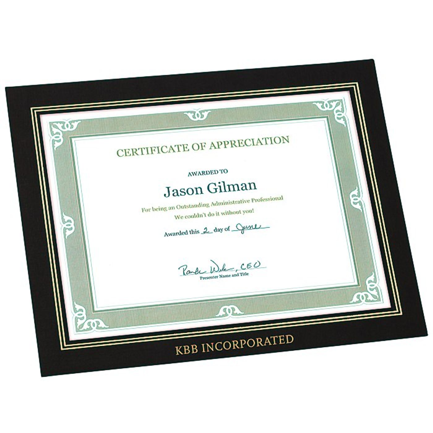 Certificate Frame 81/2" x 11" SKU 5305