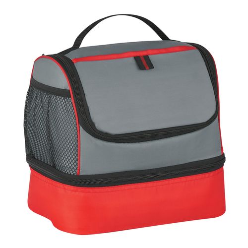 Red Leather Lunch Box, Dual Compartments, Personalized, Unisex