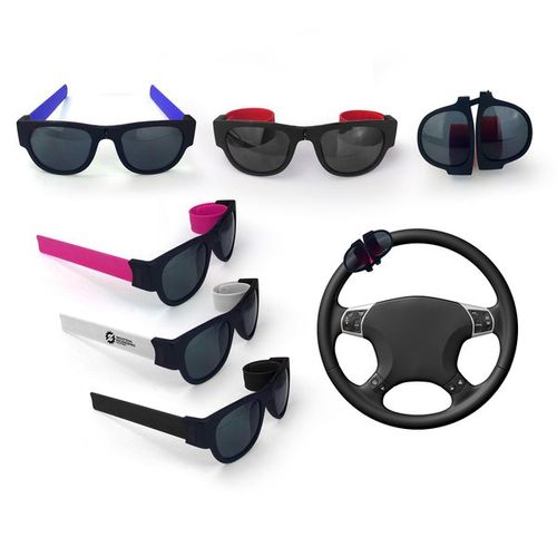 Foldable Sunglasses Bikes for Adults and Kids Fashion Folding Sunglasses Slap and Clip On Wrist Blue, Blue 