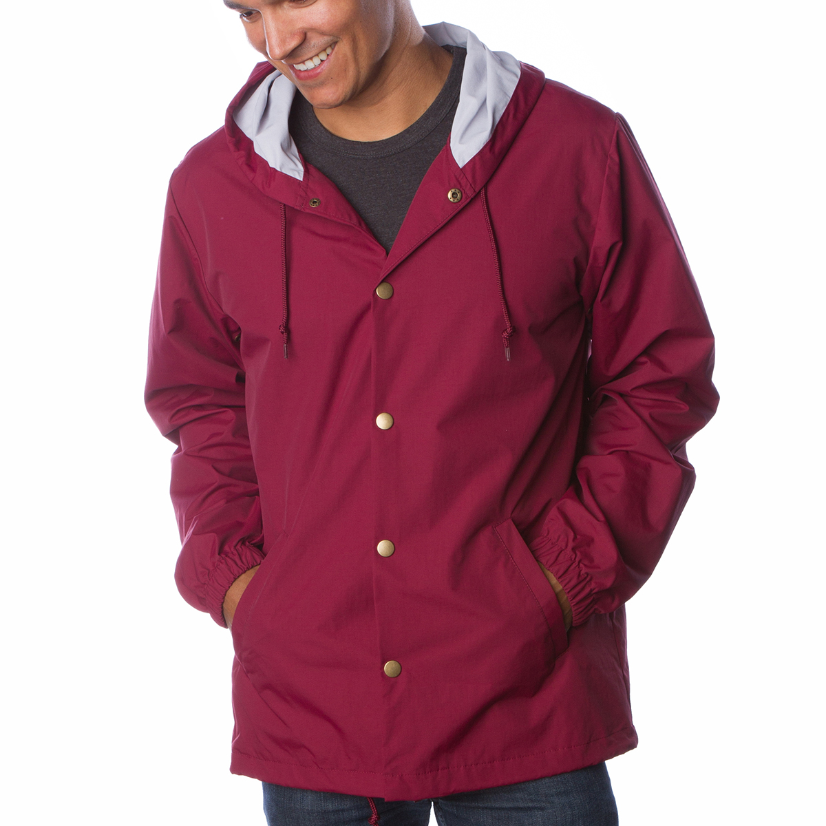 water resistant hooded windbreaker coaches jacket